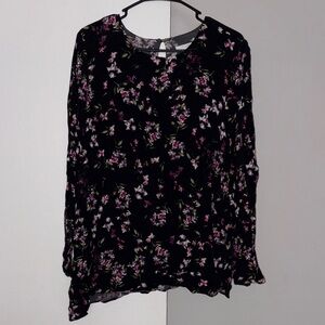 J Jill Floral Black and Pink Women's Top